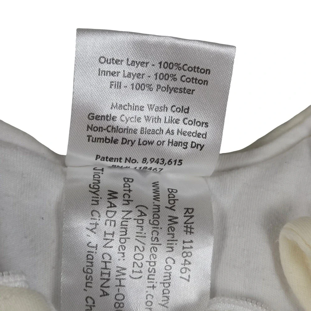 Baby Merlin's Magic Sleepsuit Cream Small 3-6 Months Sleep Sack Swaddle Suit